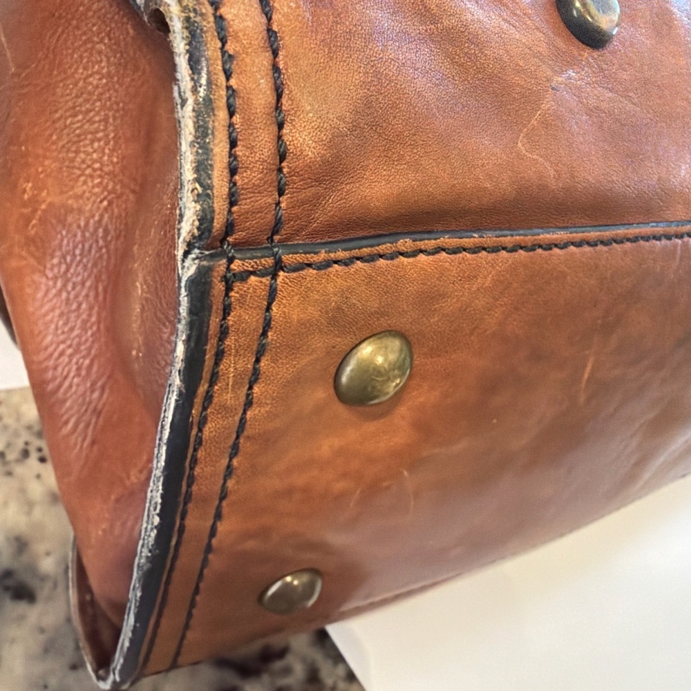 Fossil Vintage Brown Leather Keyhole Lock Tote Bag Large Shoulder Bag Purse - Picture 6 of 8